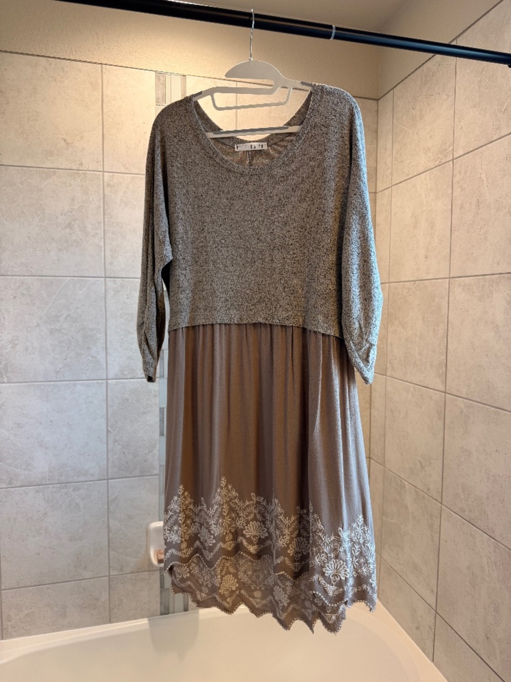 Soft sweater dress with scalloped bottom